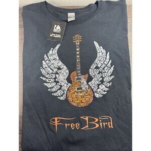 LA Pop Art NWT Long Sleeve Free Bird Guitar w/ Wings Song Lyrics Shirt Adult 2XL